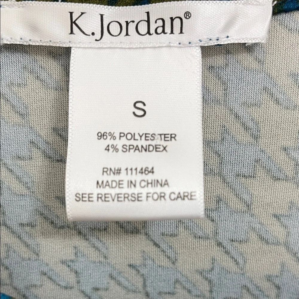 K Jordan Moto Houndstooth Blazer Jacket Top Size Small Green Blue lightweight